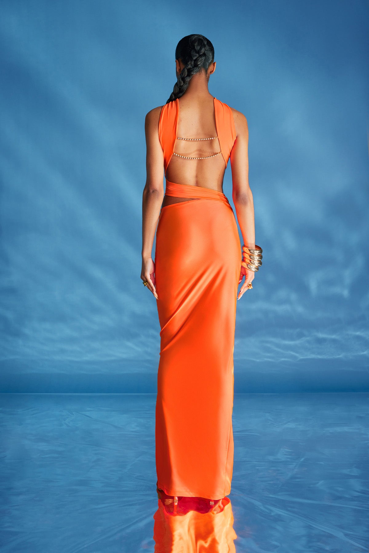Orange Sexy Backless Evening Dress Prom Gown | LizProm