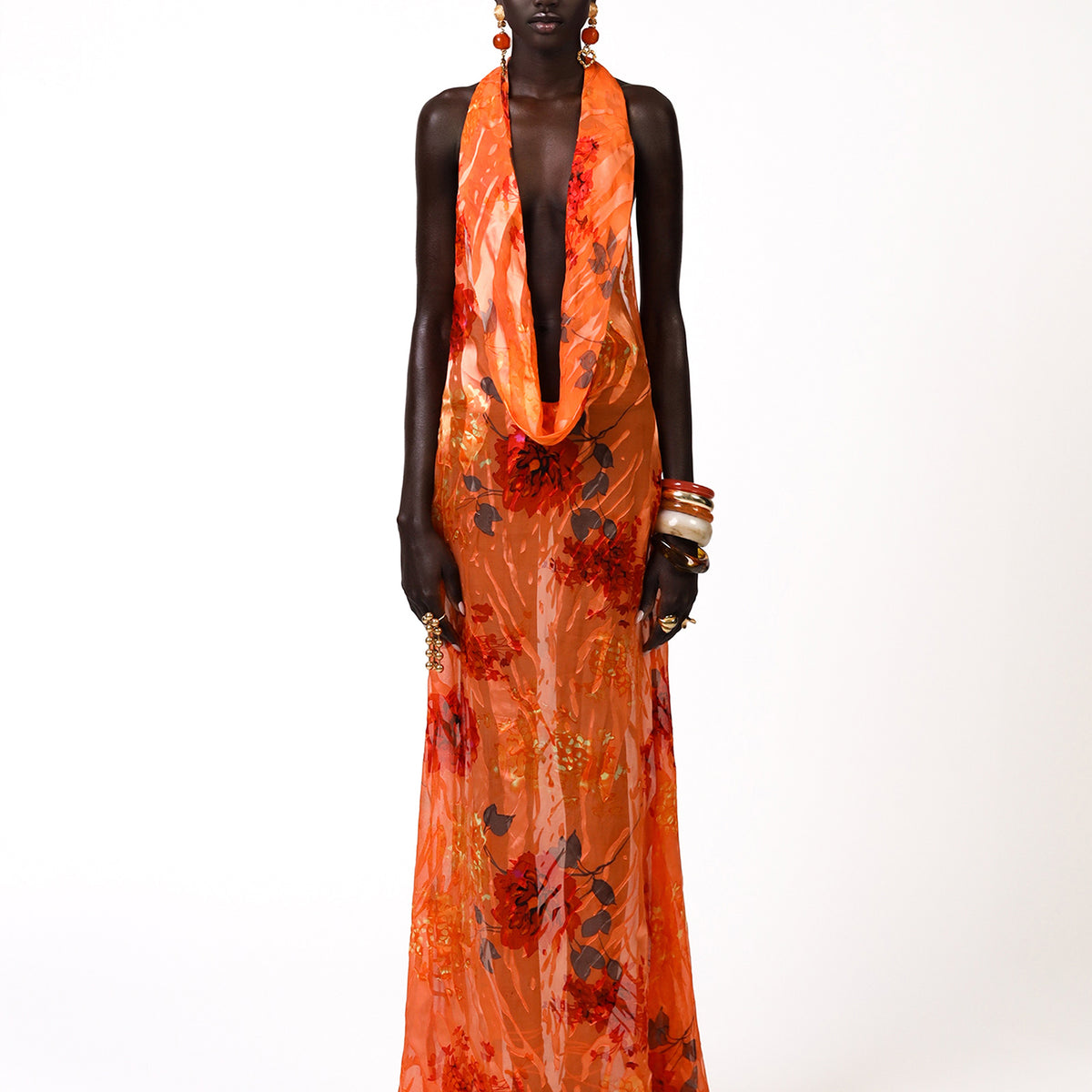 Kept Silk Dress Orange Khanum's