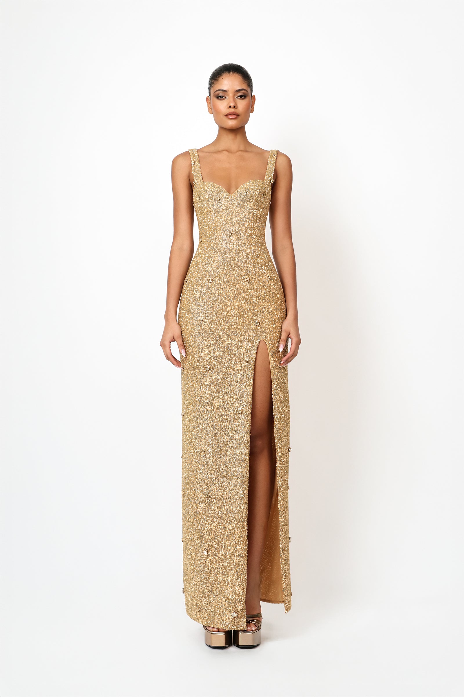 Khanum Tulle Maxi Dress - Khaki