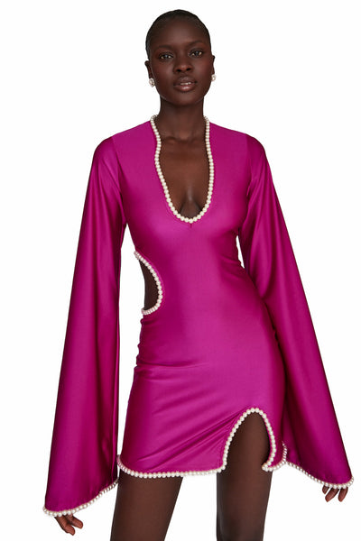 Pink bell cheap sleeve dress